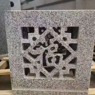 唐山 芝麻白花岗岩镂空雕花灯笼