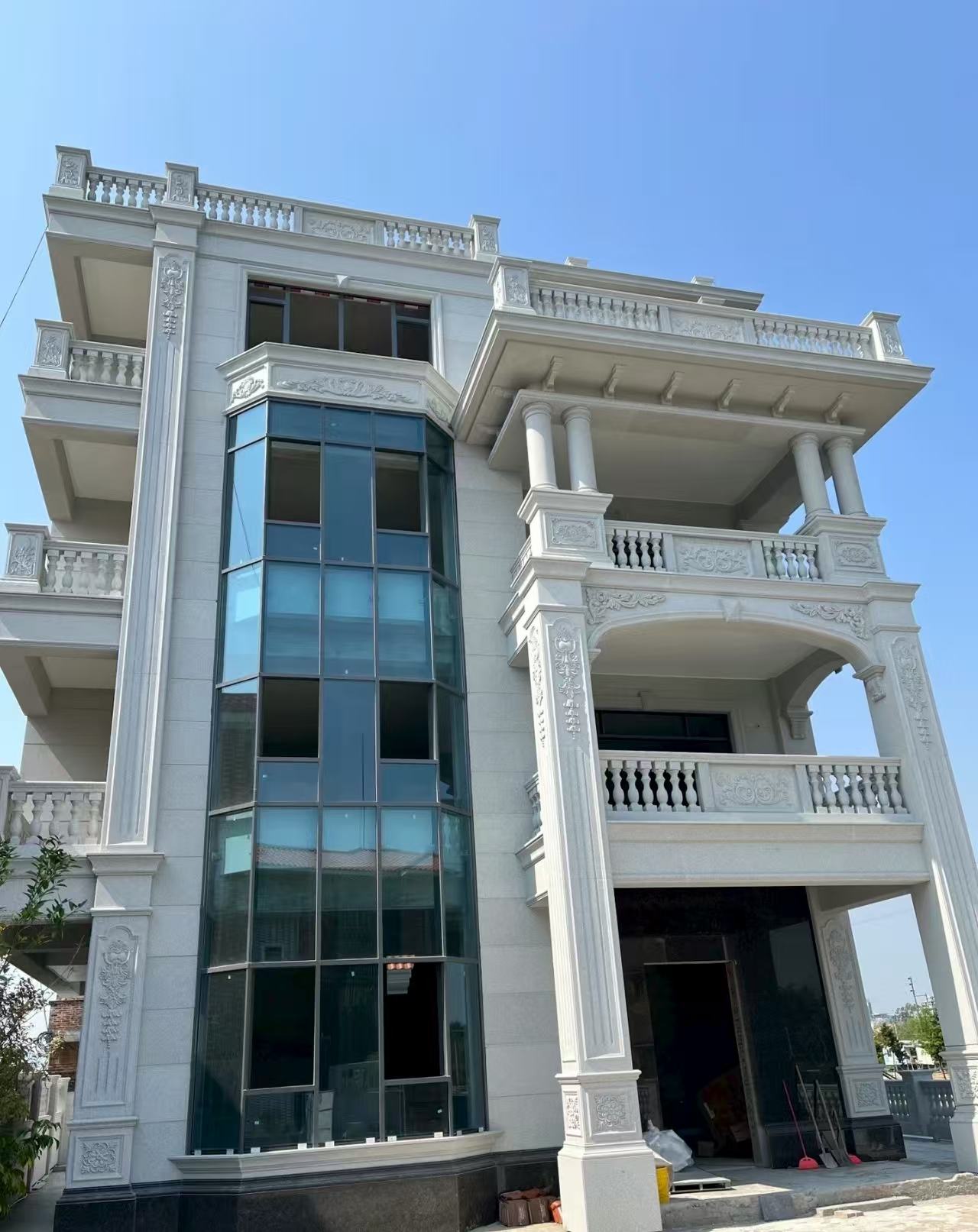 唐山 芝麻白花岗岩别墅外墙干挂效果展示