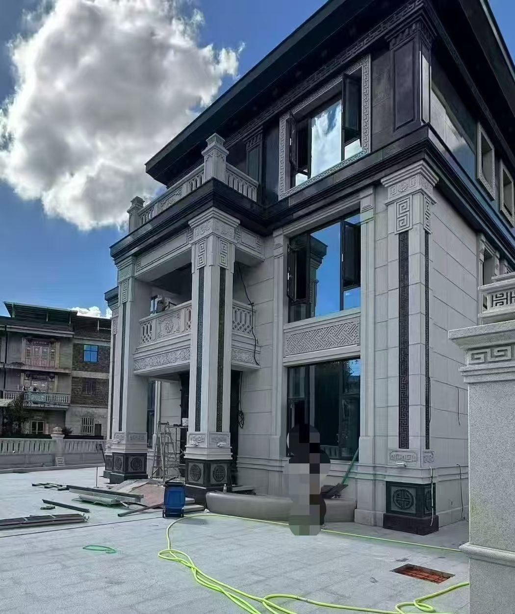 唐山 别墅干挂，芝麻白与芝麻黑完美配合